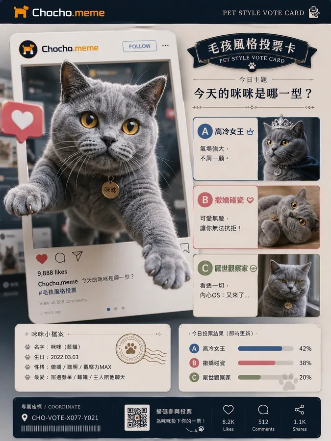 毛孩風格投票卡
